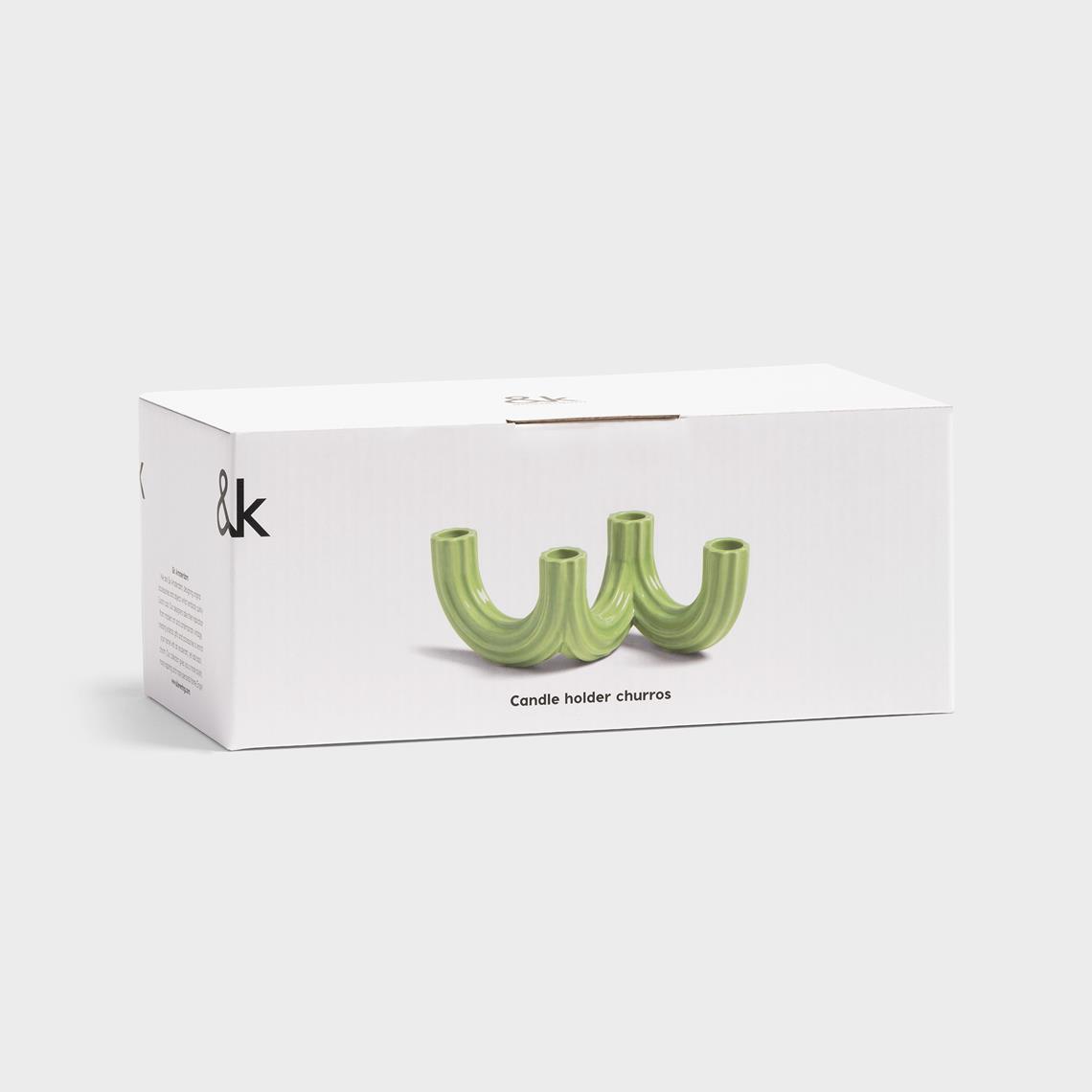 Candle holder churros green