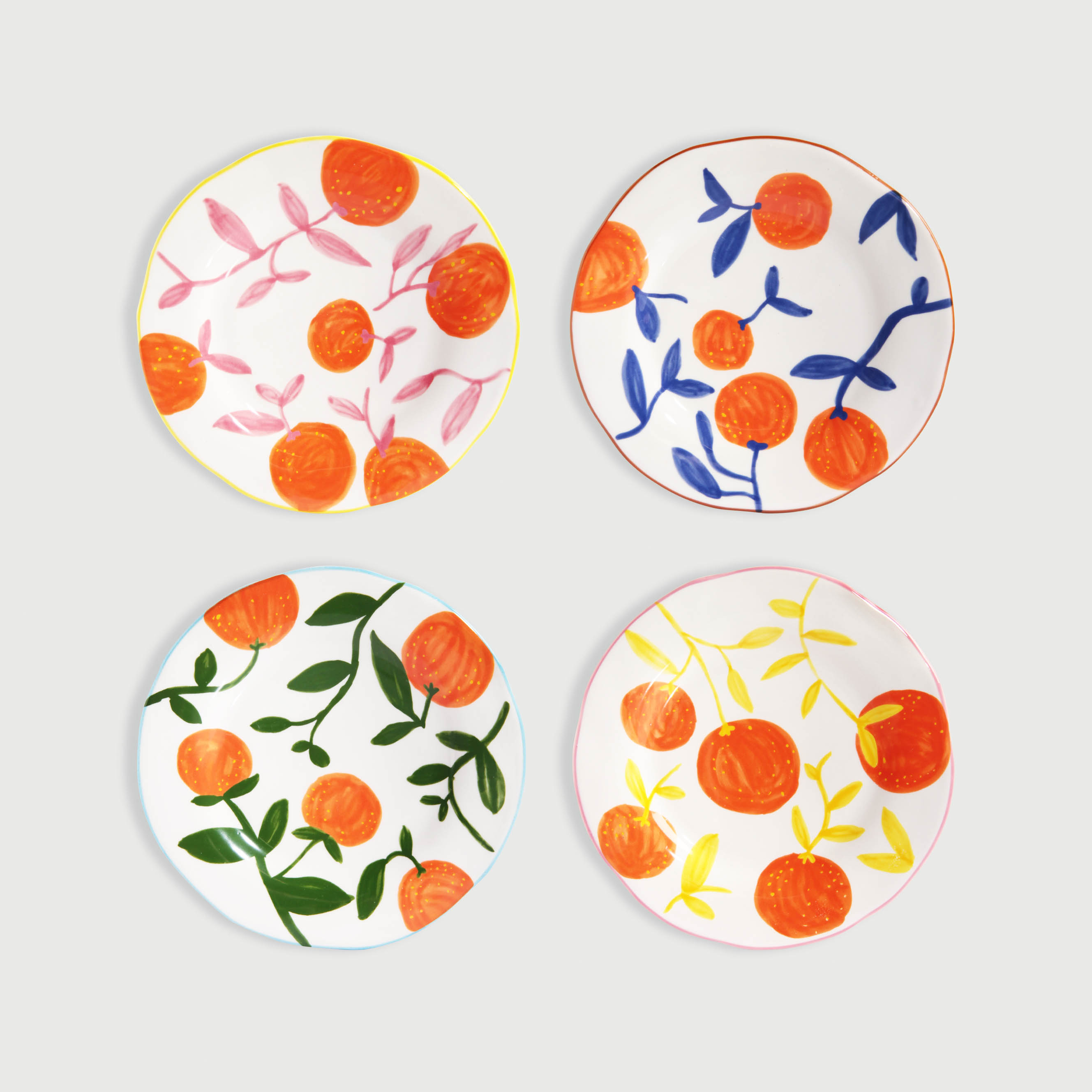 Plate orange twig set of 4