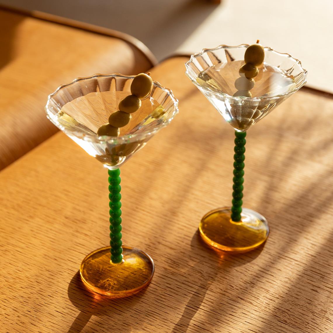 Coupe perle green set of 2