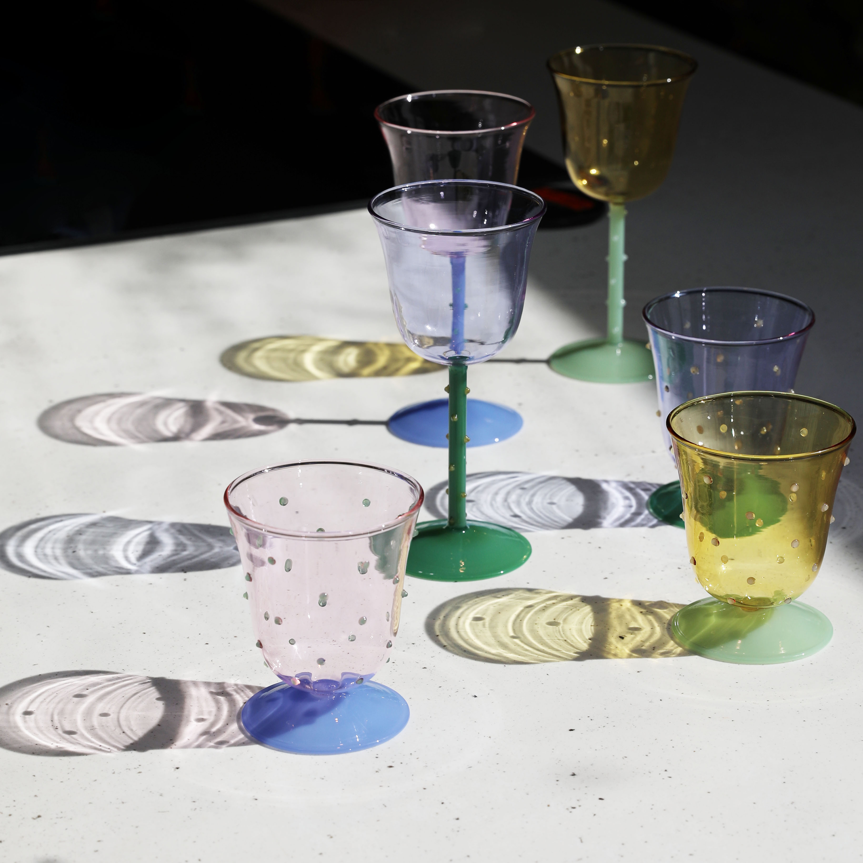 Water glass dot pink set of 2