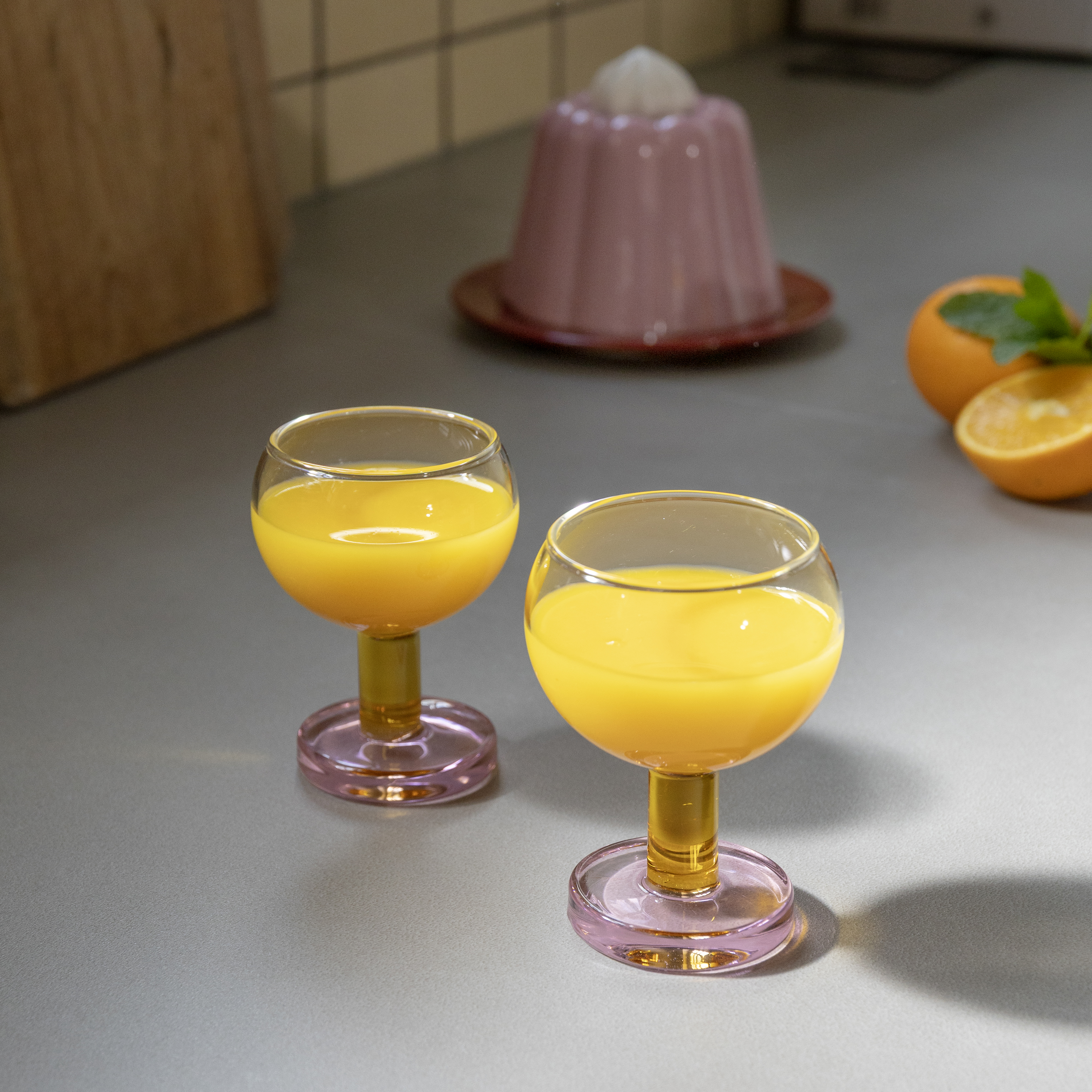 Glass cantine pink set of 2