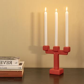 Candle holder chunk large red