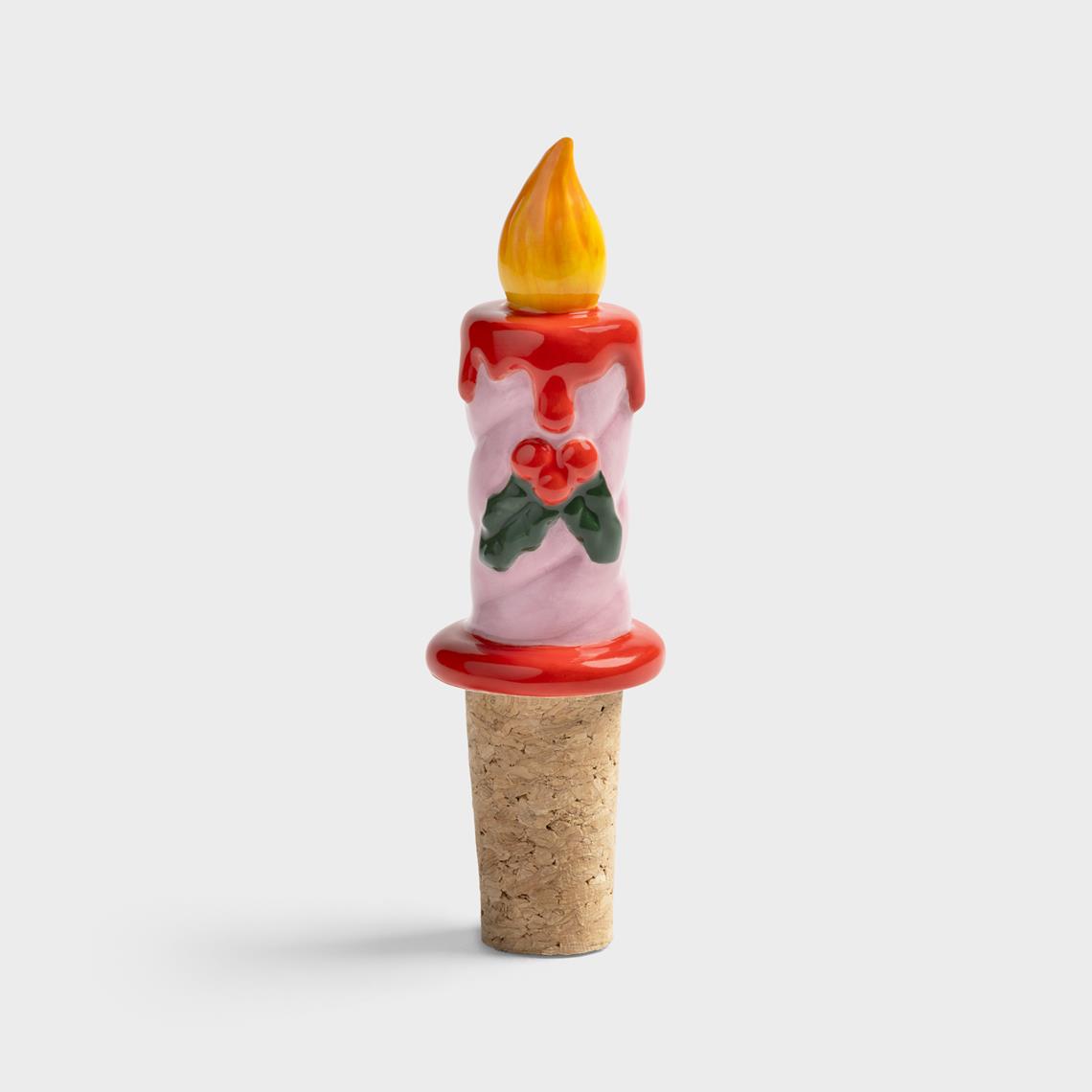 Bottle stopper candle pink