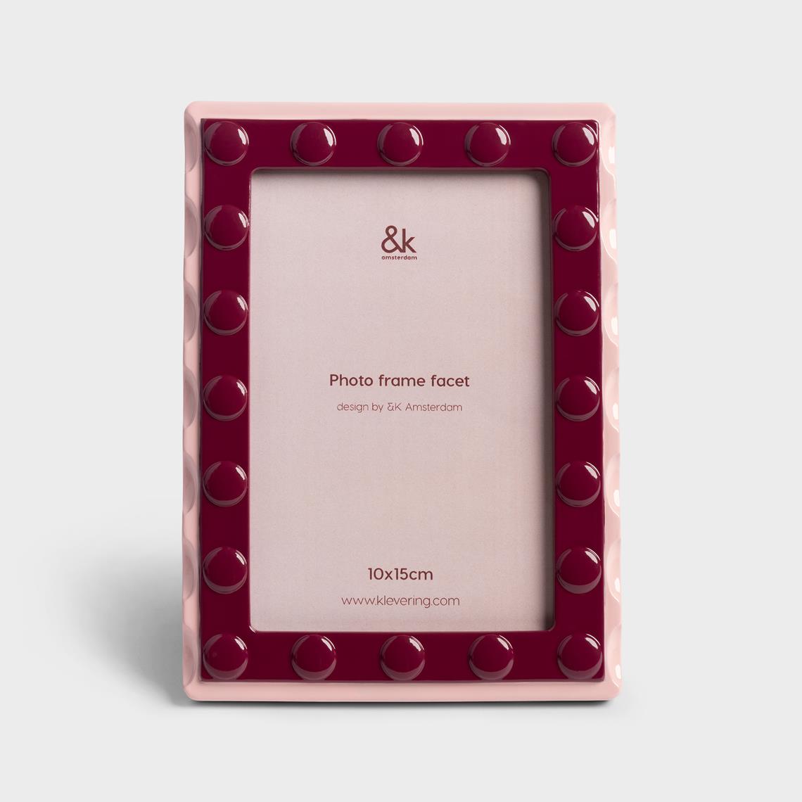 Photo frame facet rectangle large pink