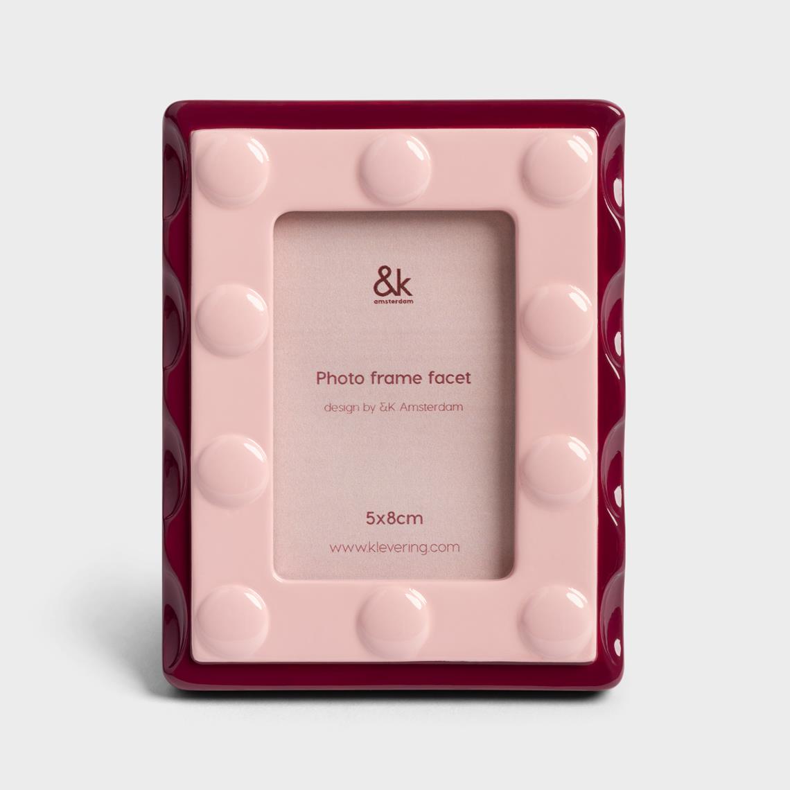 Photo frame facet rectangle small pink