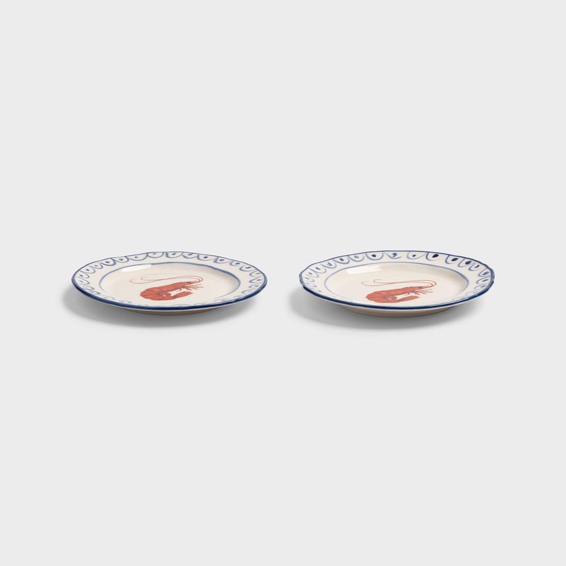 Plate sirène crevette set of 2