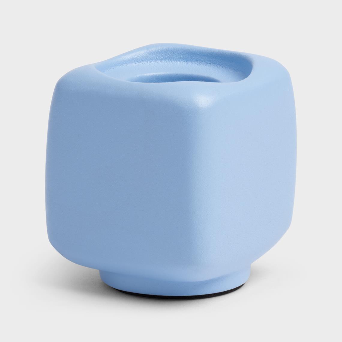 Candle holder chunk light blue