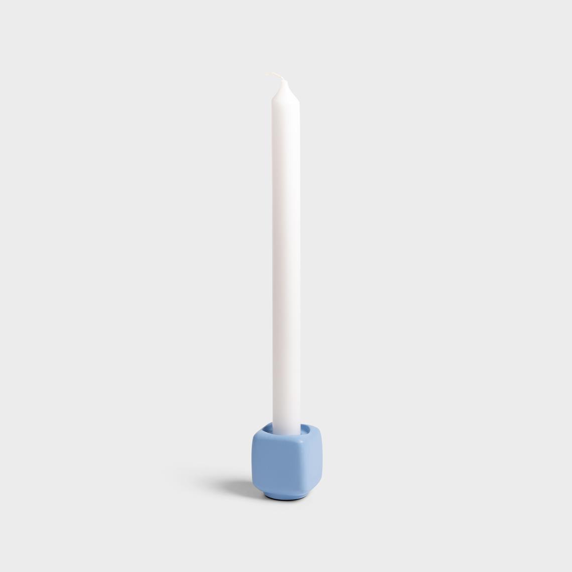 Candle holder chunk light blue