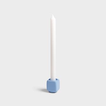 Candle holder chunk light blue