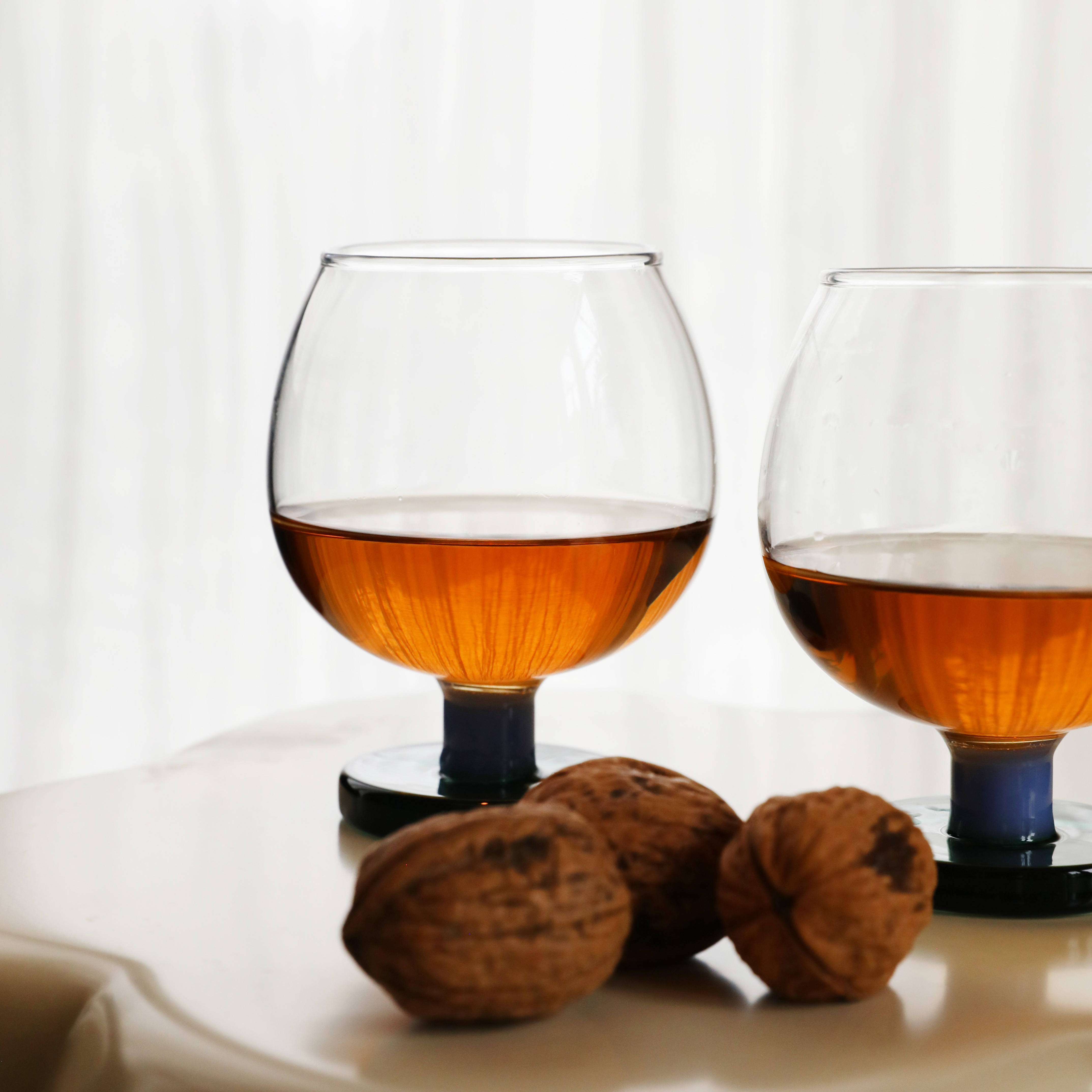 Glass cantine large blue set of 2