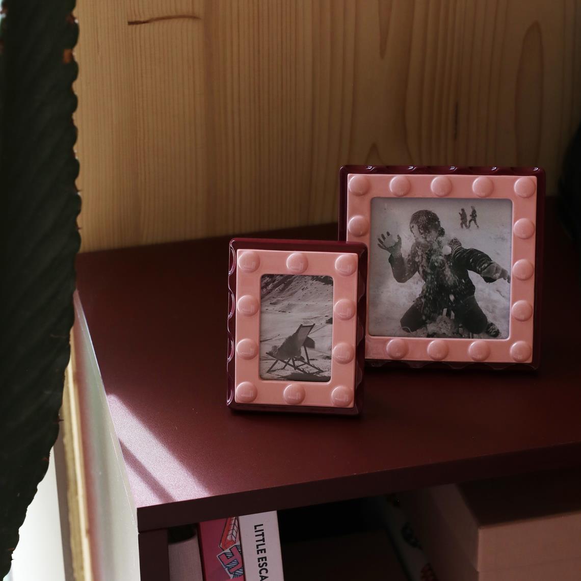 Photo frame facet square pink
