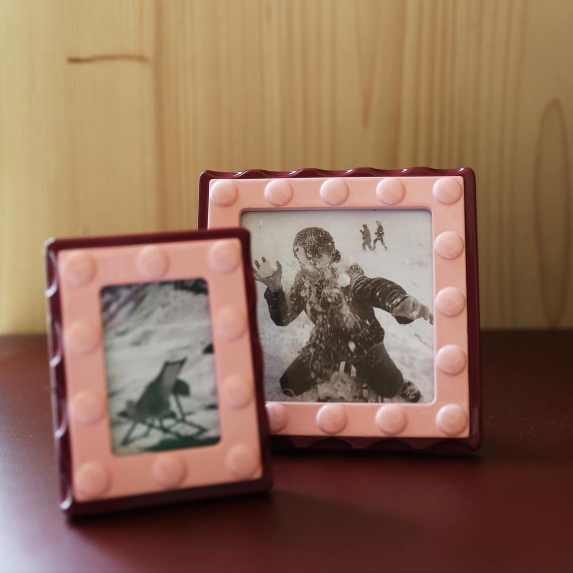Photo frame facet square pink