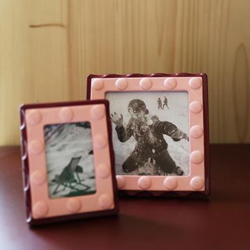 Photo frame facet square pink