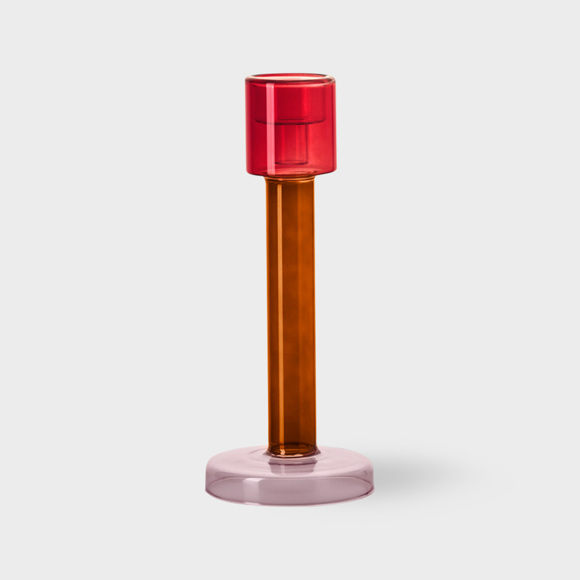 Bole candle holder L red / pink