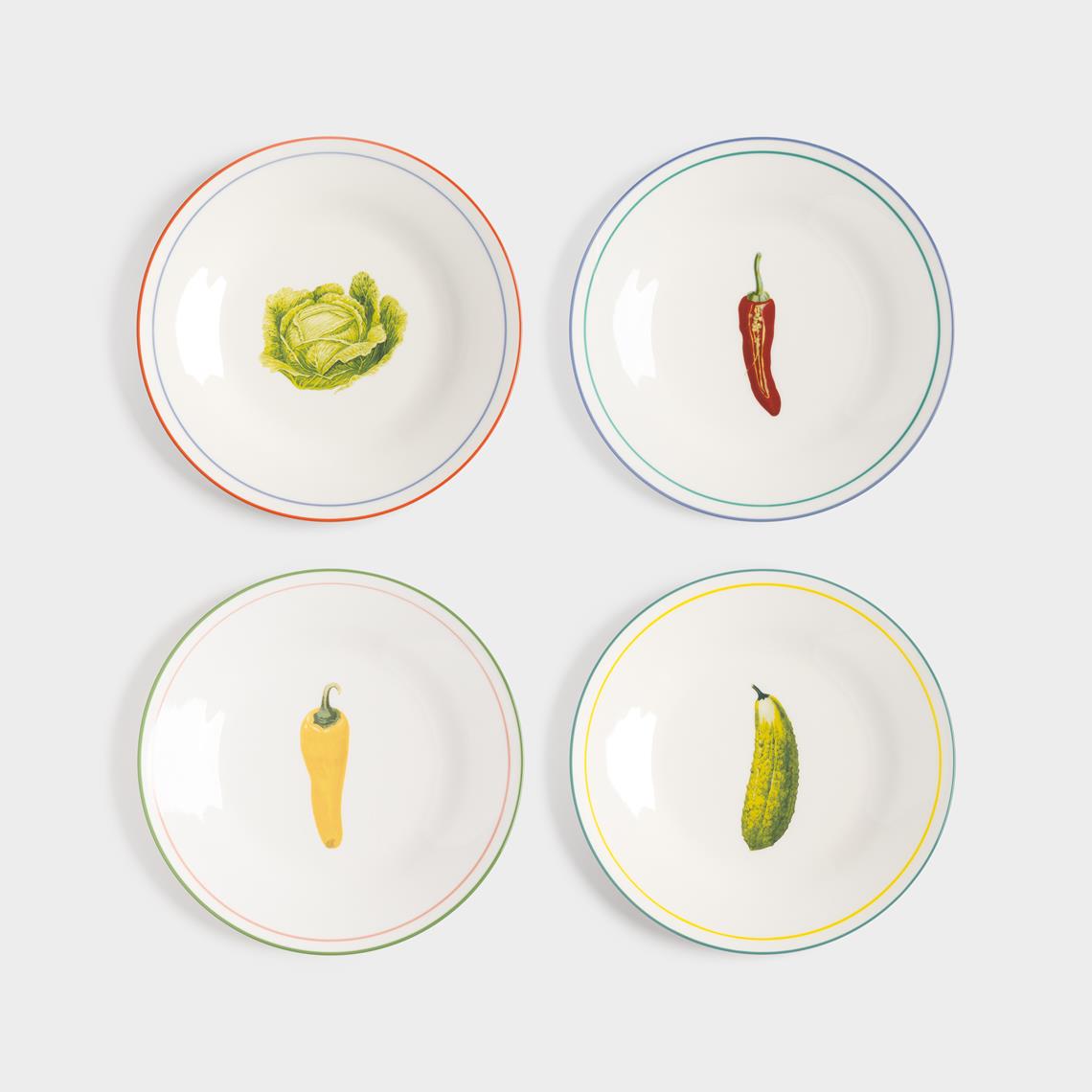 Plate vegetable set of 4