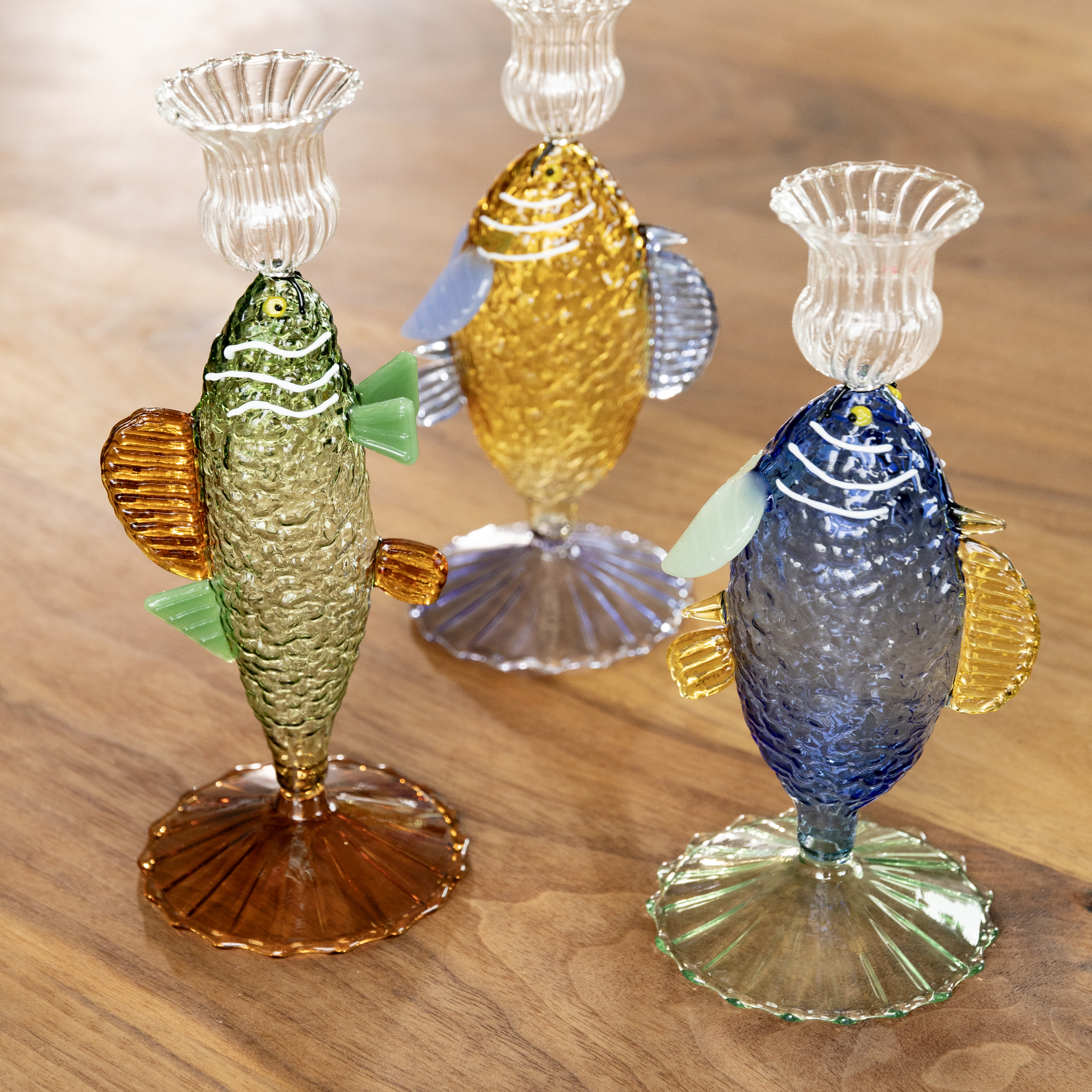 Candle holder fish green