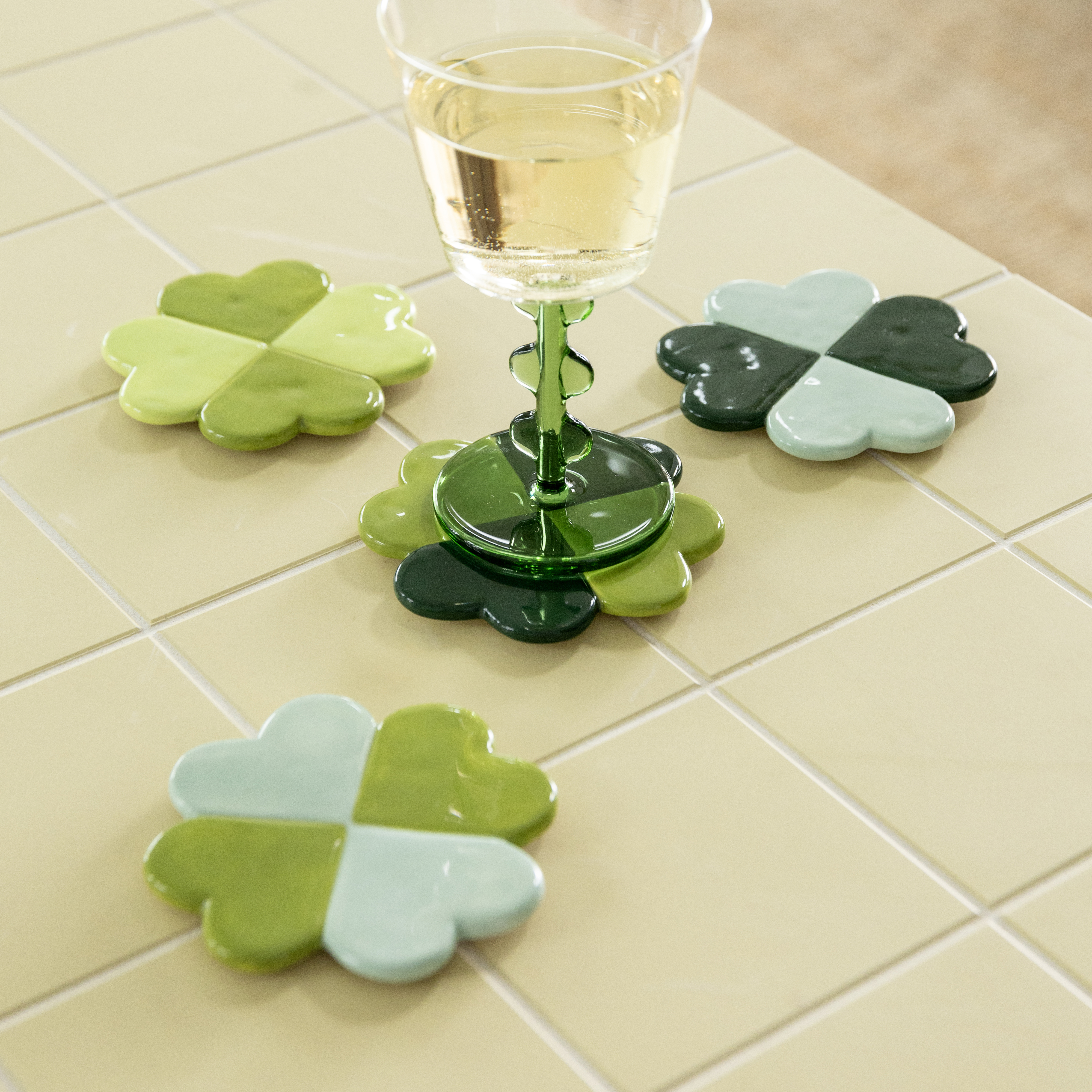 Coaster lucky clover set of 4
