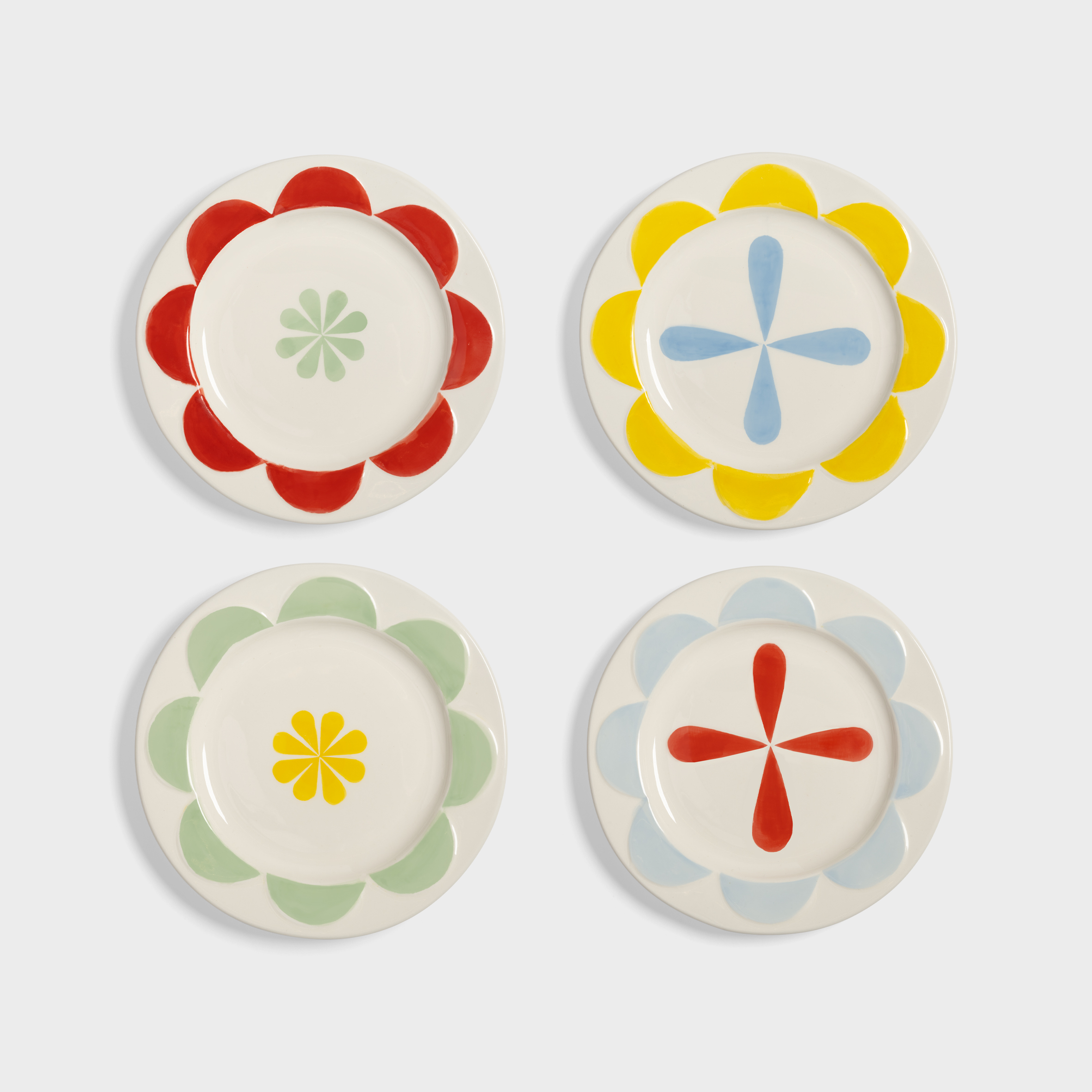 Plate folk small set of 4