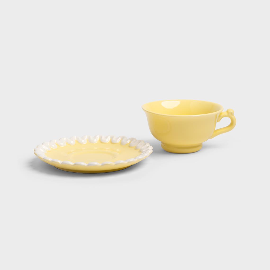 Cup & saucer whip yellow set of 2