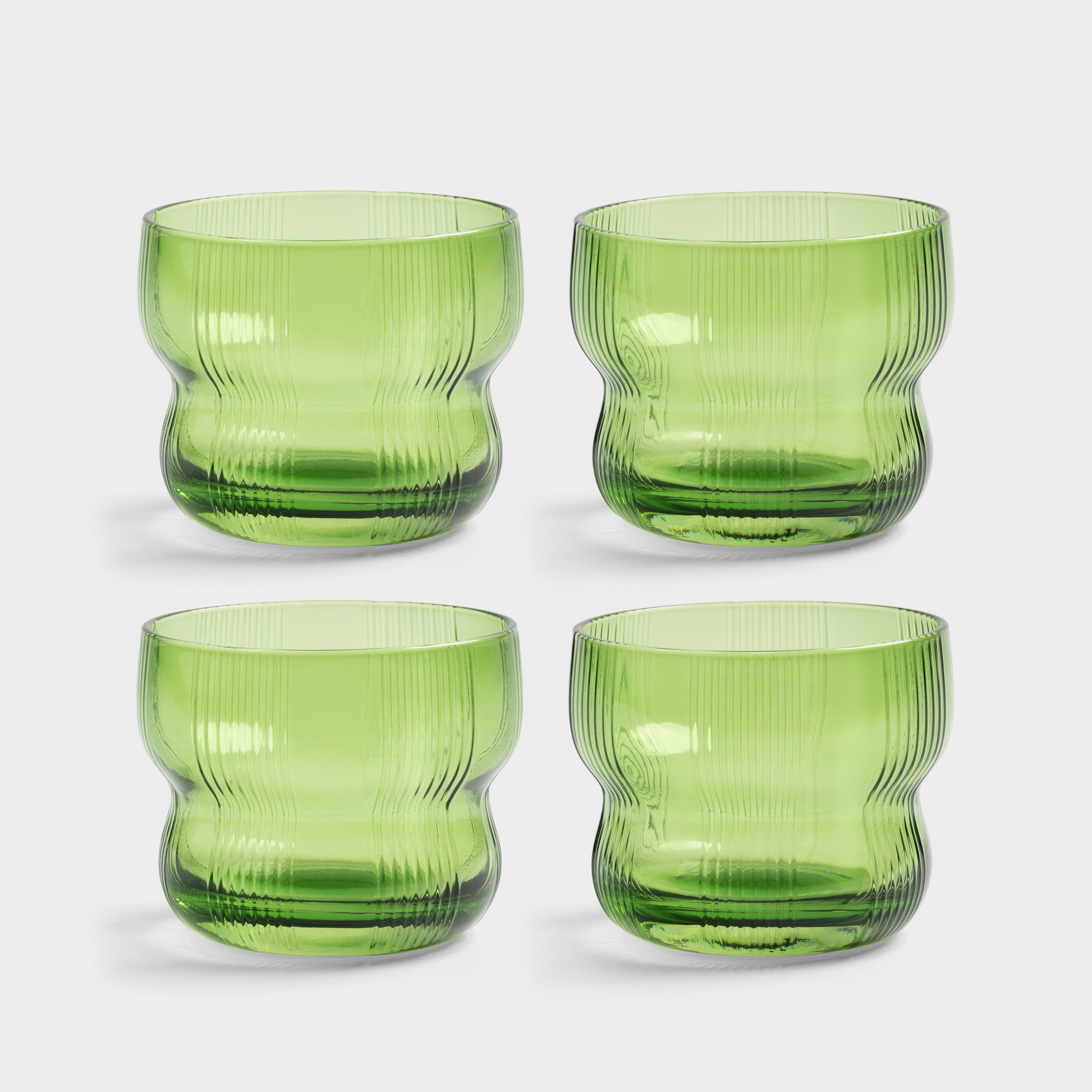 Glass circus green set of 4