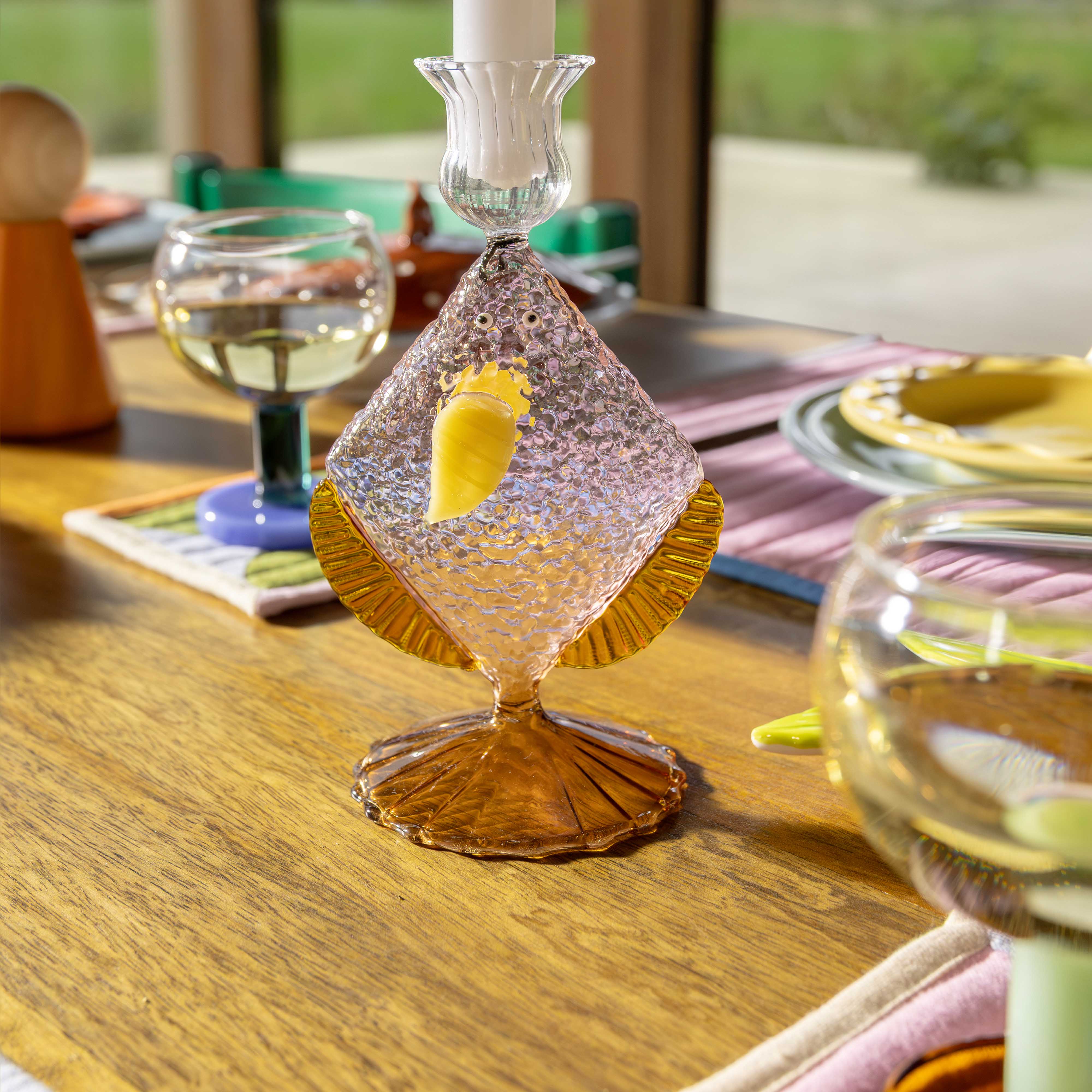 Candle holder fish pink