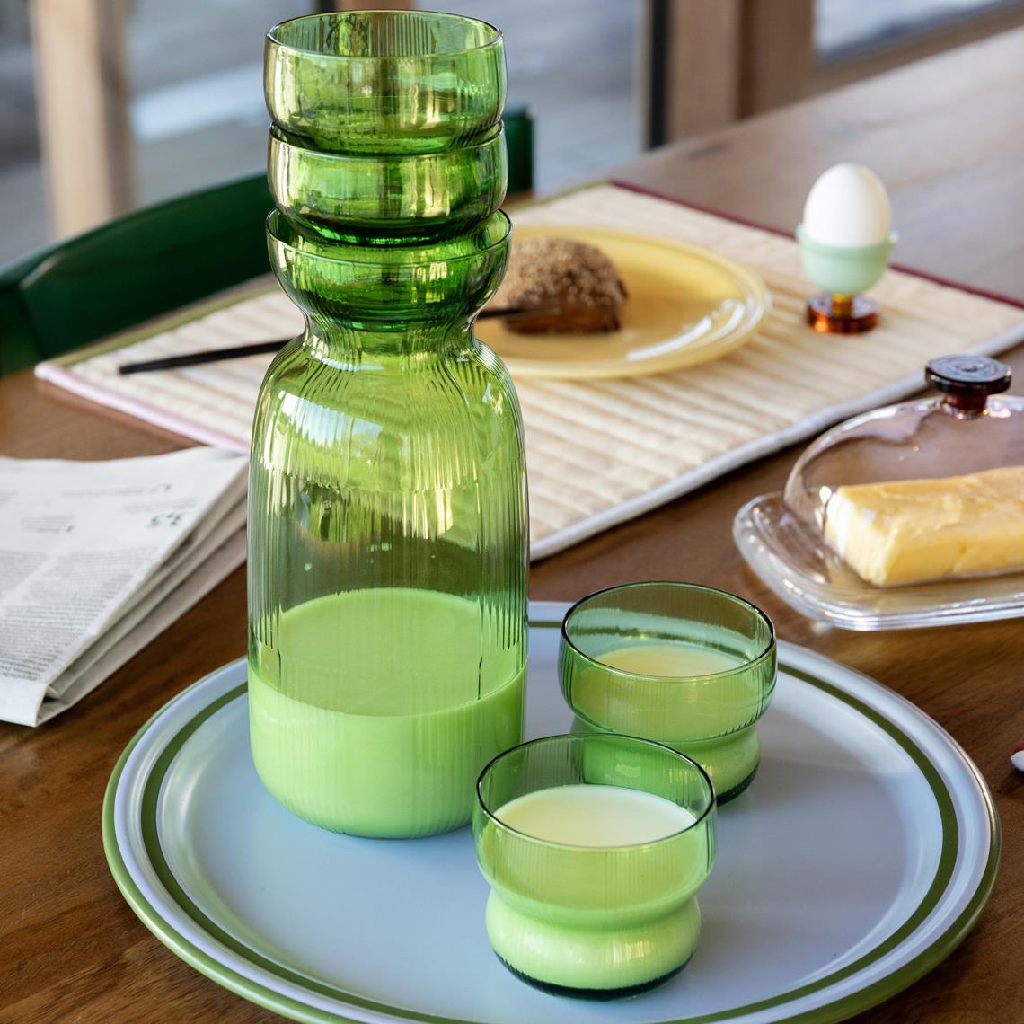 Glass circus green set of 4