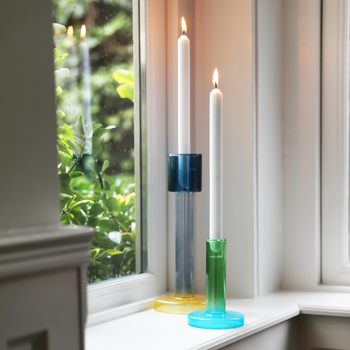 Bole candle holder S green / blue
